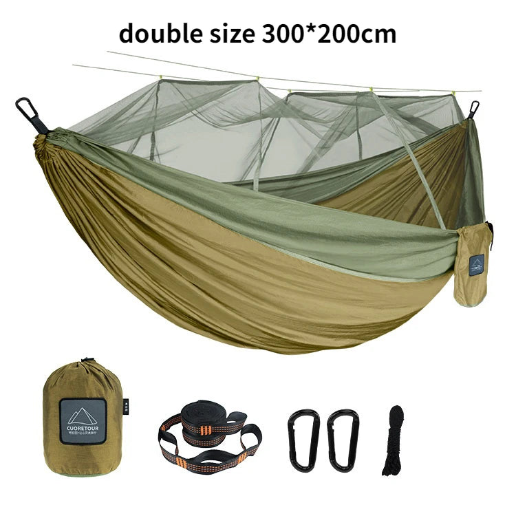 Portable Camping Hammock with Mosquito Net – Single & Double Size Nylon