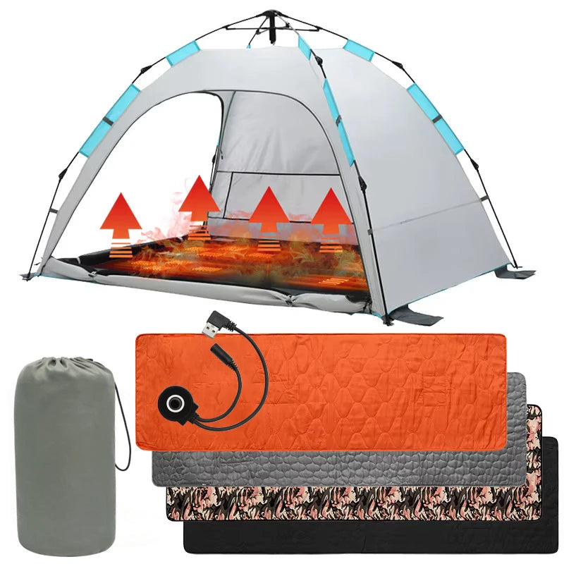Foldable USB Heating Camping Mat 3 Settings Outdoor Hiking Travel Ground Pad