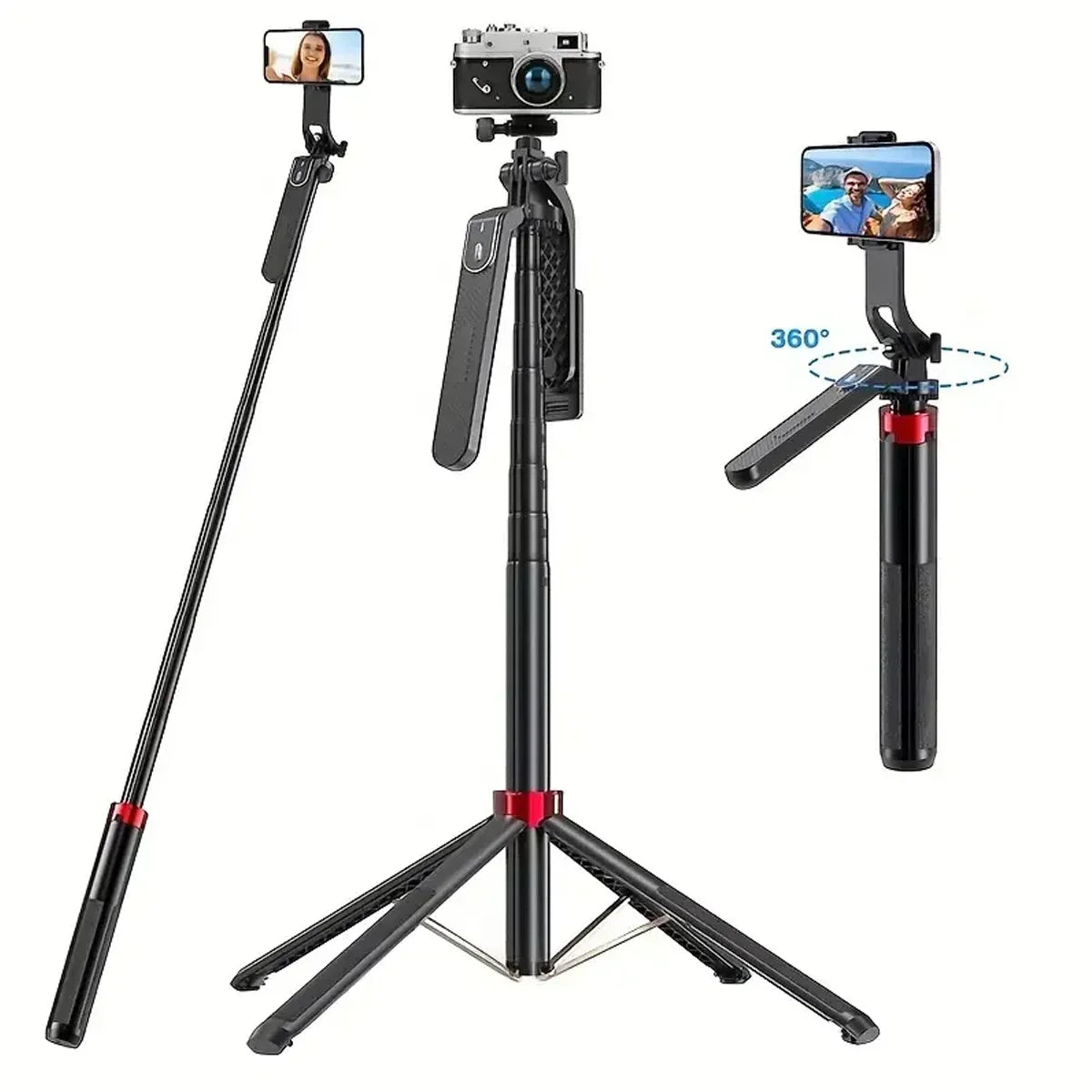 2-in-1 Portable Phone Tripod and Selfie Stick with 360° Rotation for Recording and Live Streaming