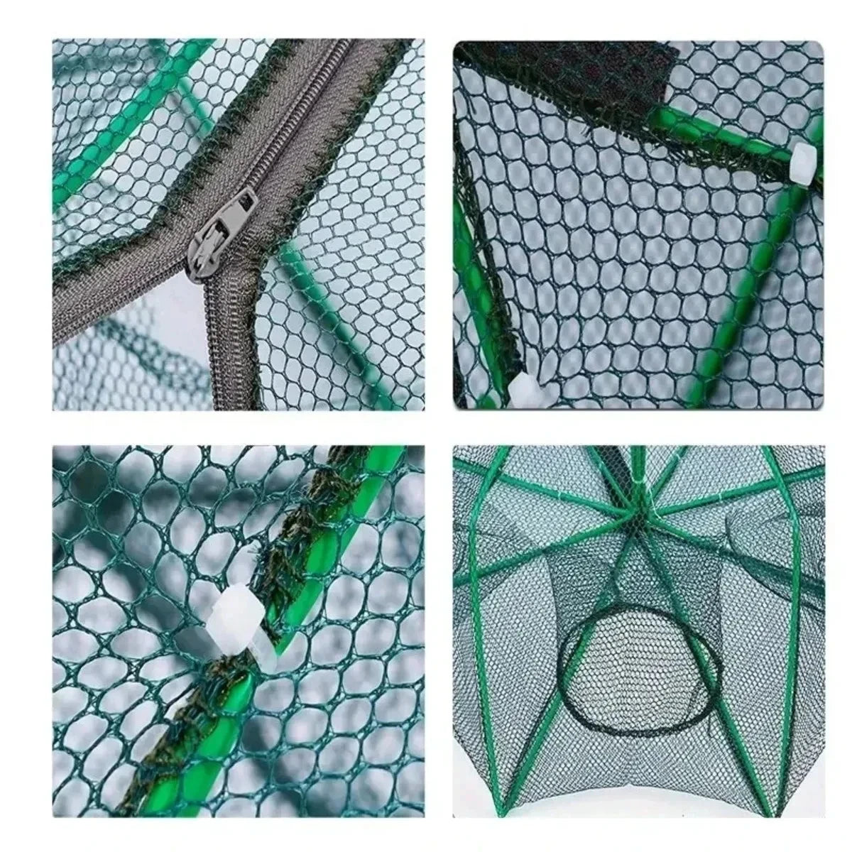 Foldable Fishing Trap Net with 6 Entry Holes for Crayfish Crab Shrimp and Eel Catching