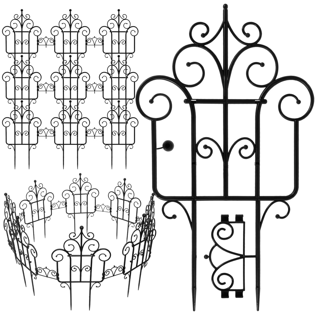 Decorative Garden Border Fence 10 Piece Folding Plastic Lawn Edging for Yard and Patio