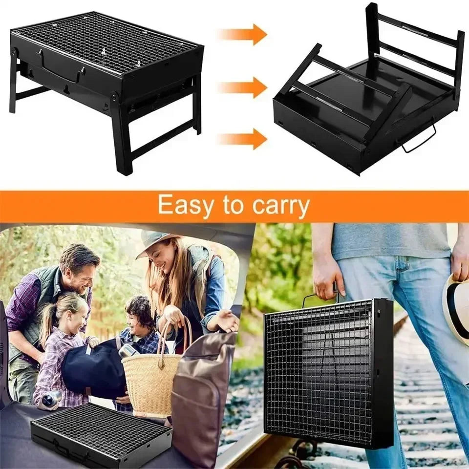 Portable Stainless Steel Charcoal BBQ Grill Mini Outdoor Cooking Kit
