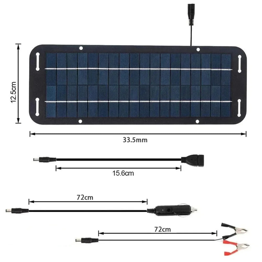 12V Monocrystalline Solar Battery Trickle Charger Panel Kit for Car, Van & Boat