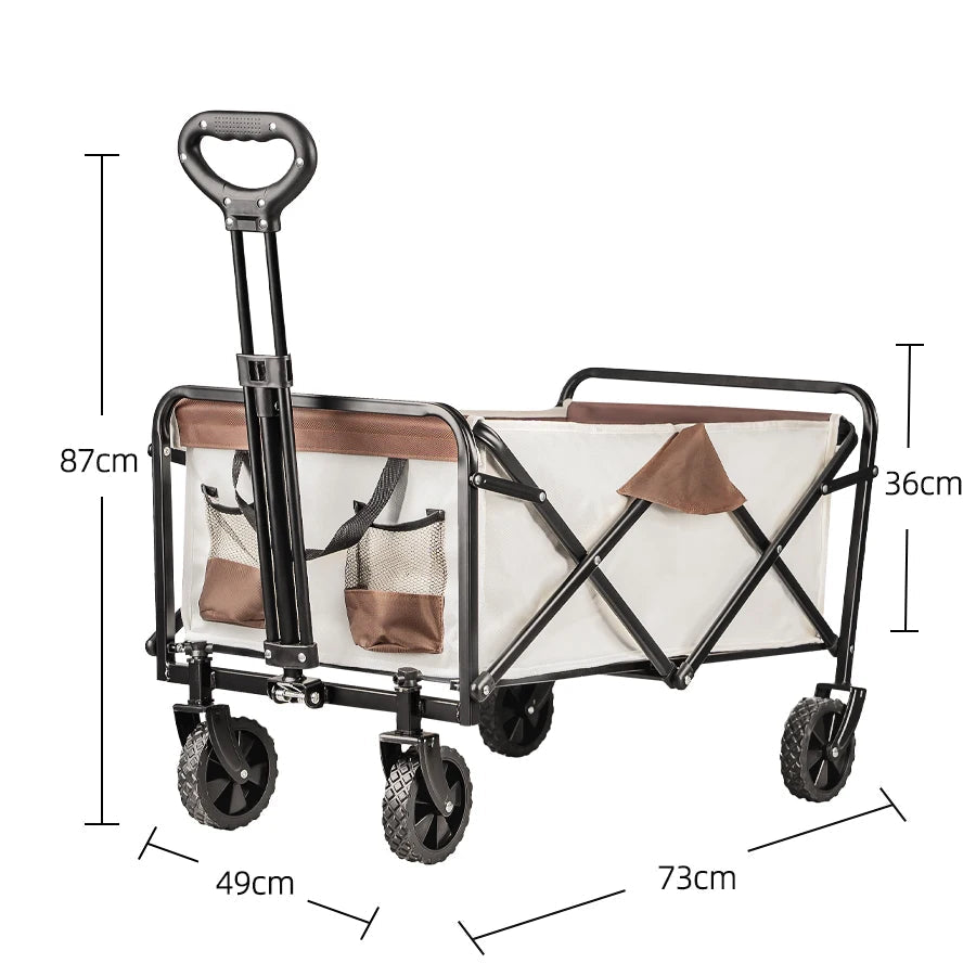 Collapsible Folding Utility Wagon Cart Large Capacity Outdoor Trolley