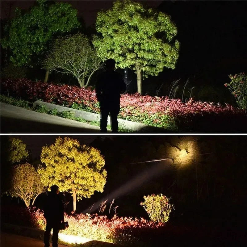 Rechargeable LED Spotlight Flashlight Waterproof Dual Head Portable Camping Light