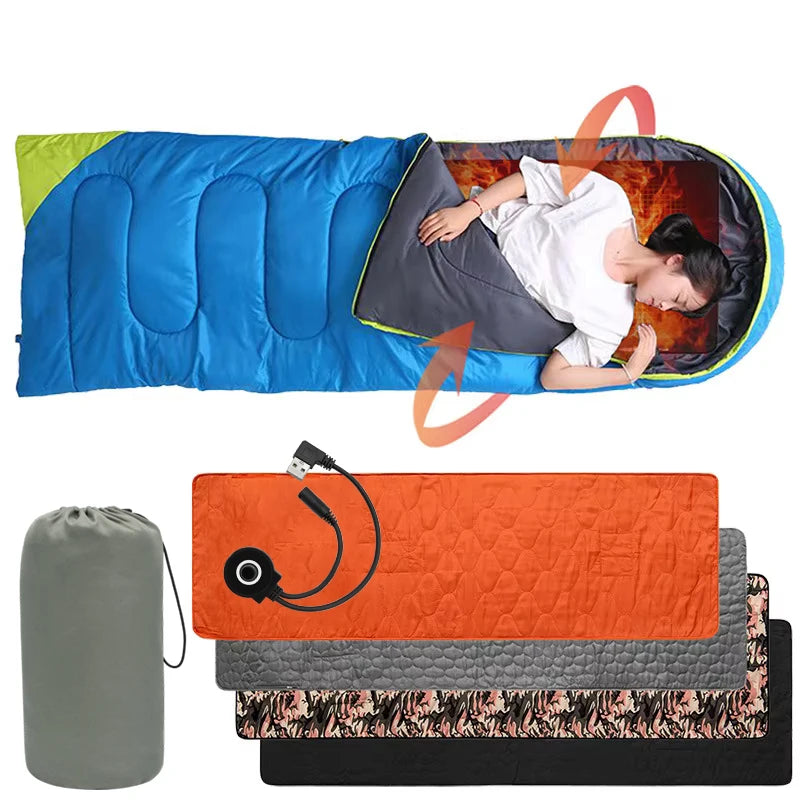 Foldable USB Heating Camping Mat 3 Settings Outdoor Hiking Travel Ground Pad