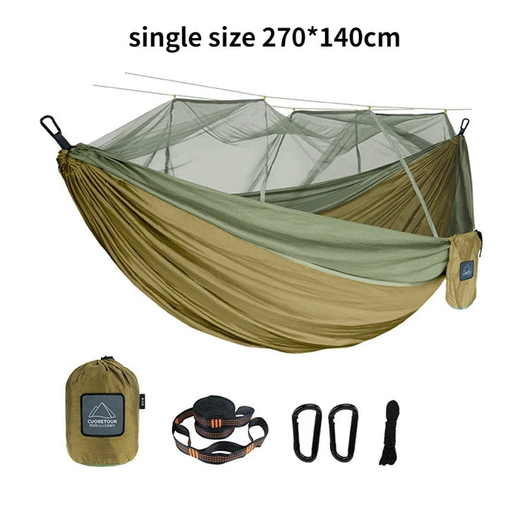 Portable Camping Hammock with Mosquito Net – Single & Double Size Nylon