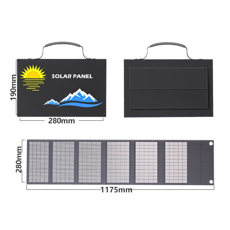 100W Foldable Portable Solar Panel Charger with USB & DC Output for Camping
