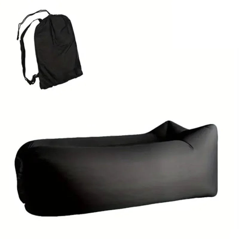 Portable Inflatable Air Sofa Foldable Outdoor Lounger for Camping Beach Garden Black