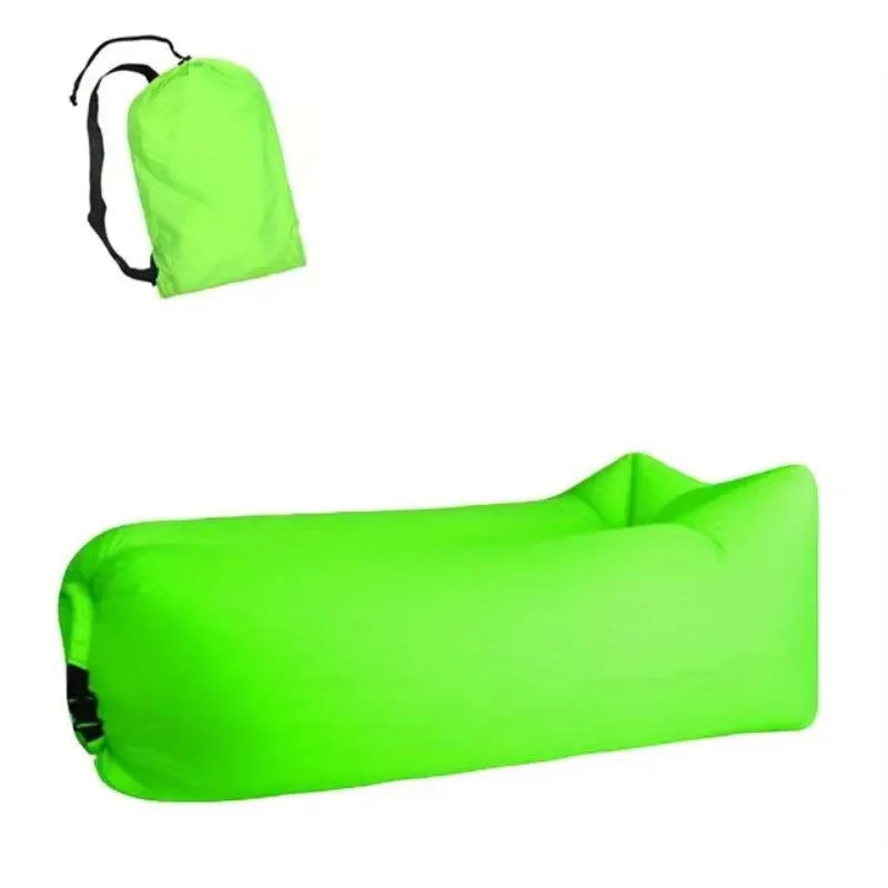 Inflatable Lounger Air Sofa Extra Thick Foldable Couch for Camping Beach Patio Green