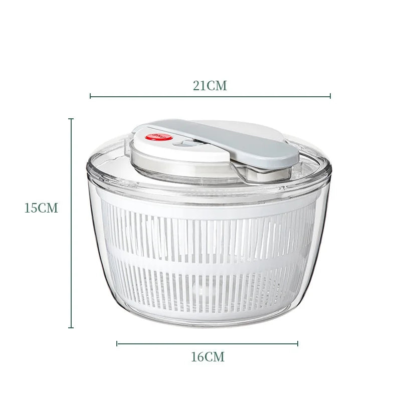 3L Salad Spinner Vegetable Washer & Dryer Bowl, Detachable PP Basket for Lettuce, Fruit & Greens