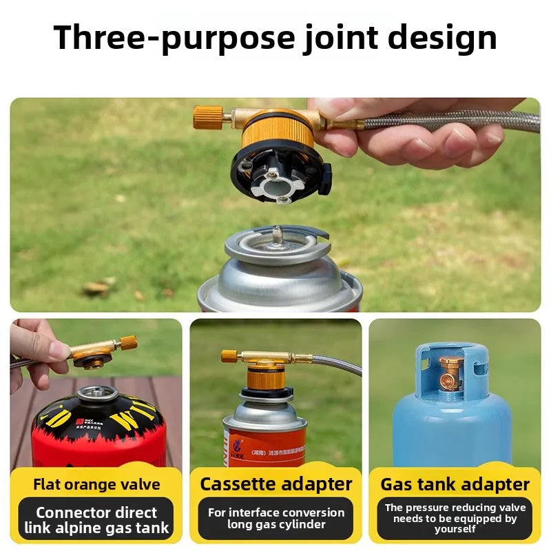 Portable 7-Core Camping Gas Stove with Windproof Design and Electronic Ignition