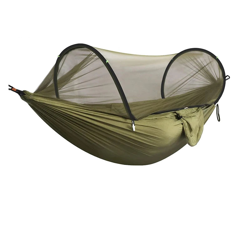 Camping Hammock with Mosquito Net – Automatic Quick Open Outdoor Hanging Sleeping Bed