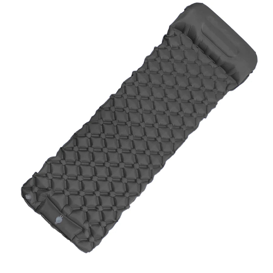 Portable Inflatable Hiking Mattress with Integrated Pump and Pillow Support