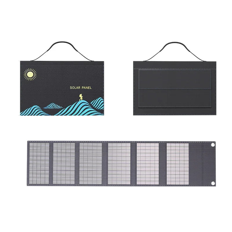 60W Portable Folding Solar Panel with USB & DC Output Charger