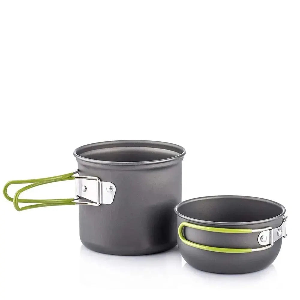 Ultralight Camping Cookware Set 2-Piece Pot Frying Pan with Mesh Carry Bag