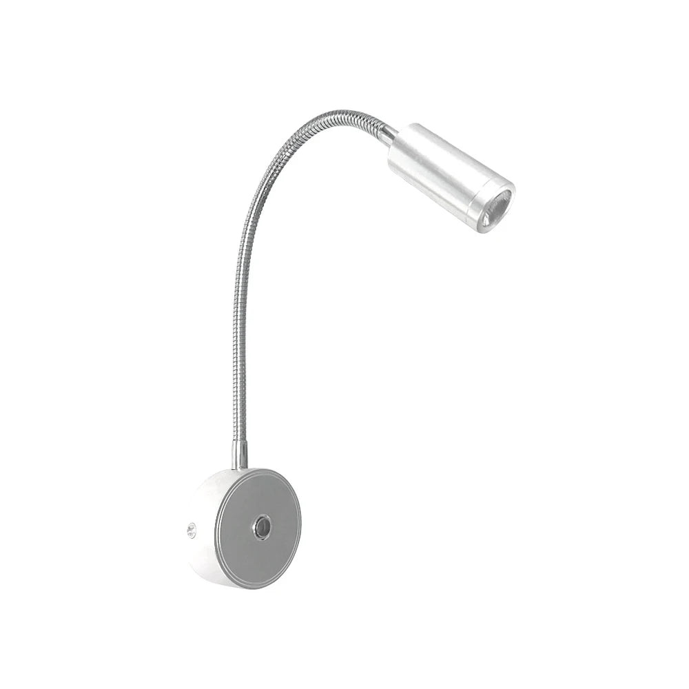 12–24V LED Reading Spotlight with Flexible Gooseneck 3 Color Dimmable RV Wall Light