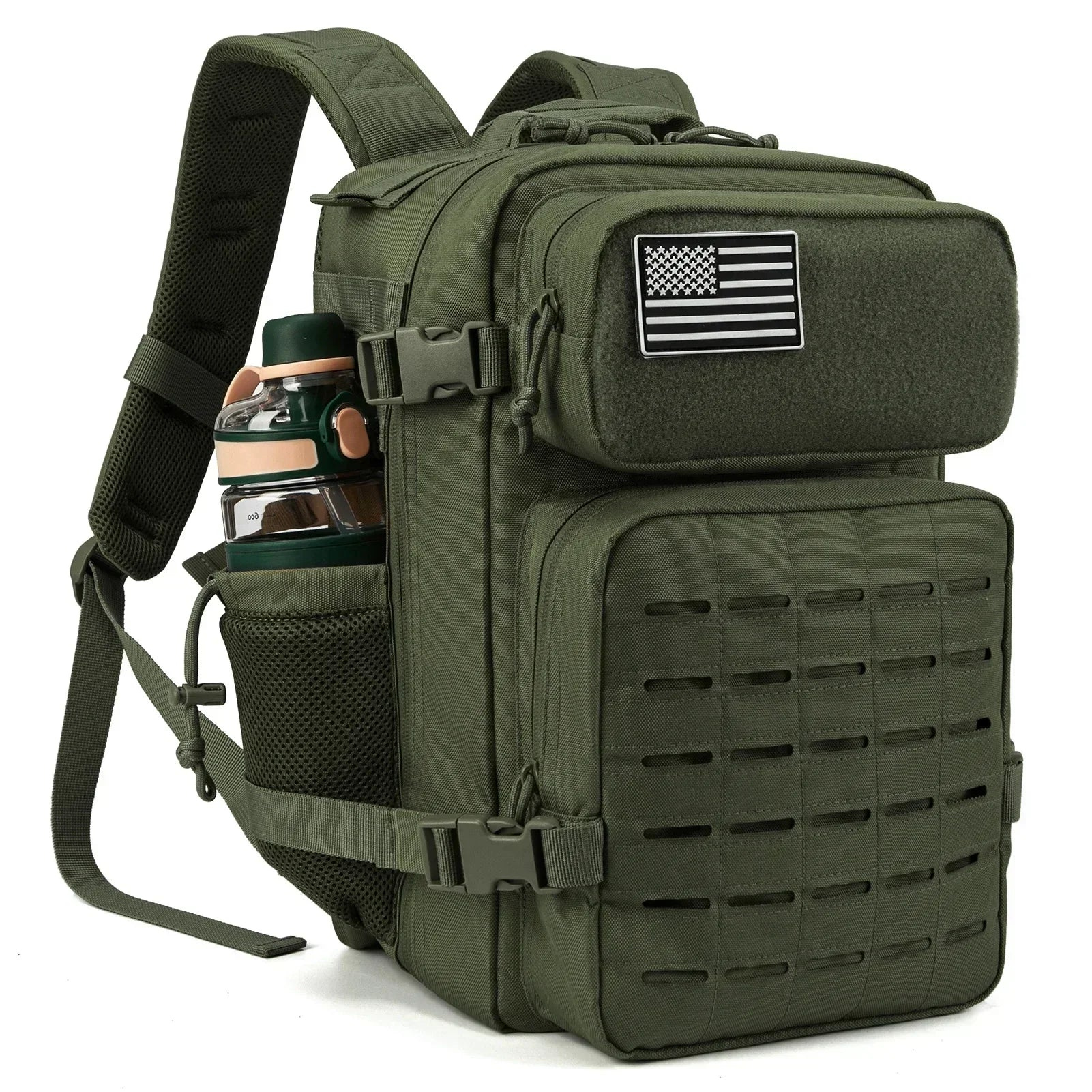 25L Capacity Tactical Backpack Travel Hiking Gym Bag with Dual Cup Holders