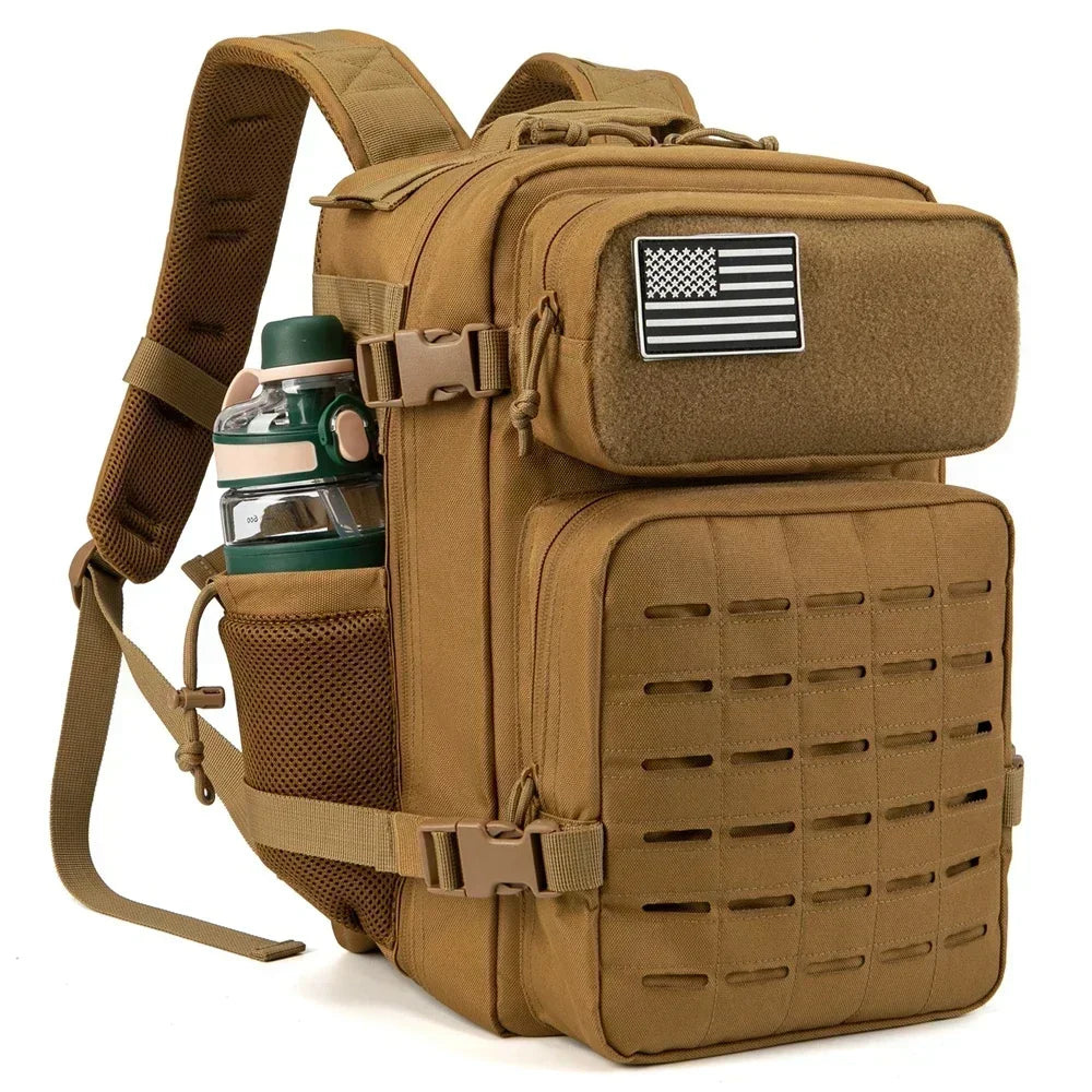 25L Capacity Tactical Backpack Travel Hiking Gym Bag with Dual Cup Holders