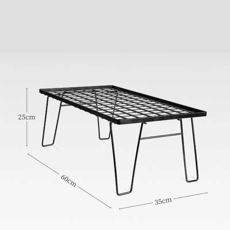 Heavy Duty Folding Outdoor Table Portable Metal Mesh Camping Picnic Table 60cm Black 2PCS