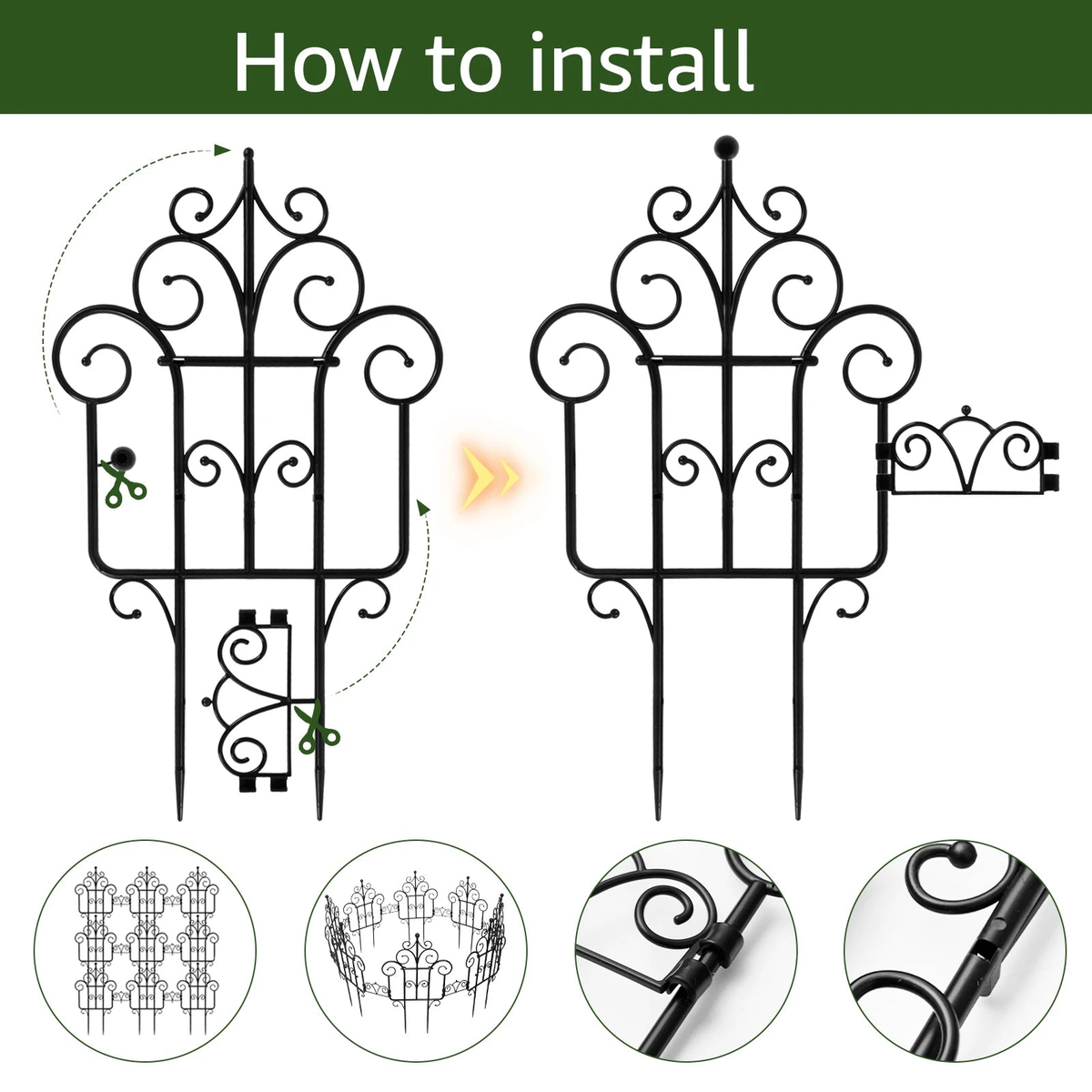 Decorative Garden Border Fence 10 Piece Folding Plastic Lawn Edging for Yard and Patio