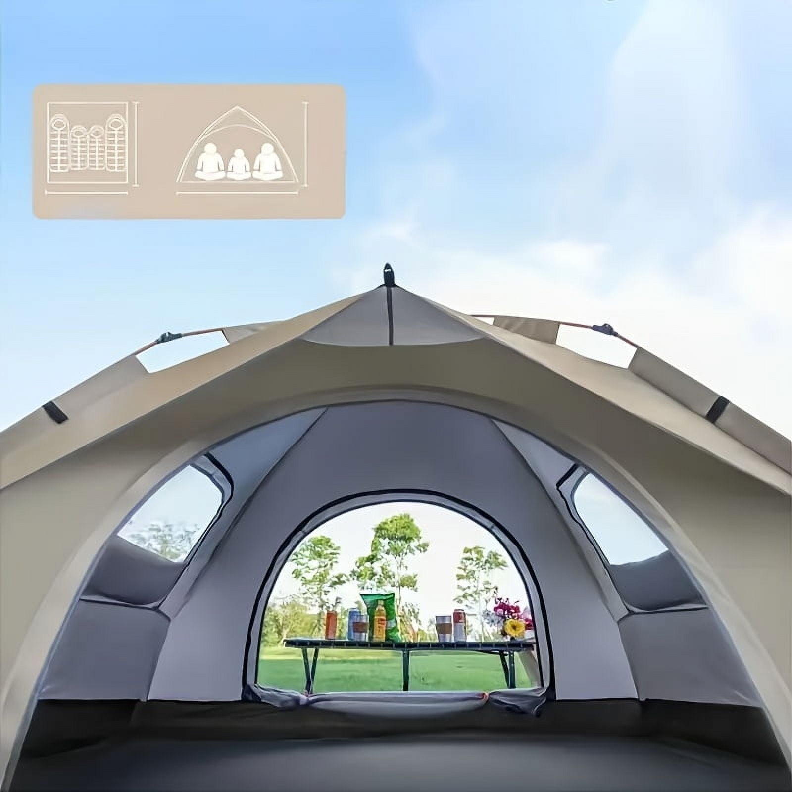 Quick Opening Automatic Camping Tent 3–4 Person Waterproof Portable Outdoor Hiking Shelter