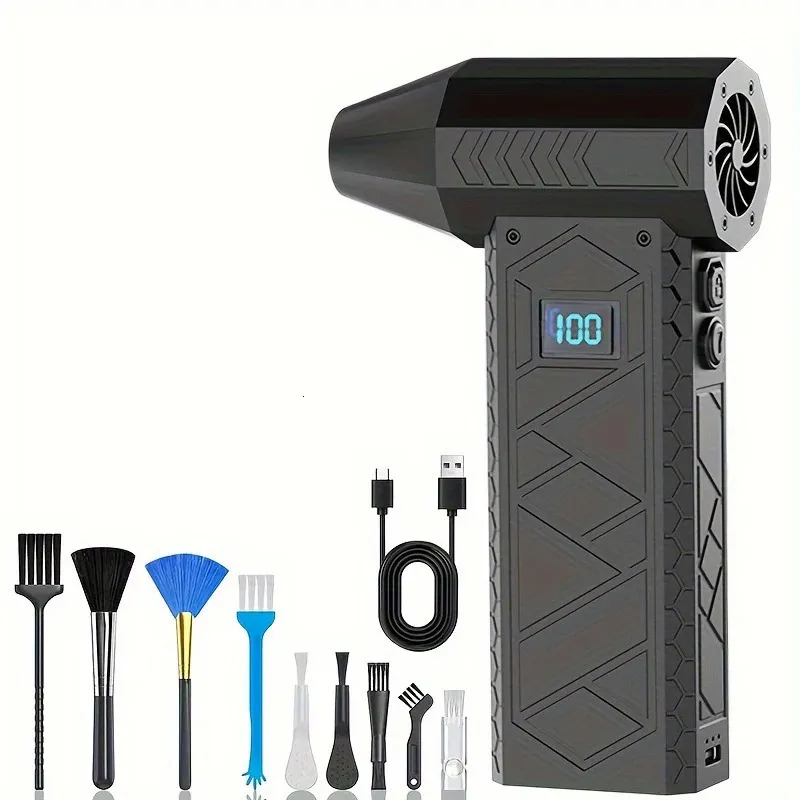 Portable Electric Air Blower Rechargeable Cordless Dust Cleaner with Adjustable Speed and LED Light