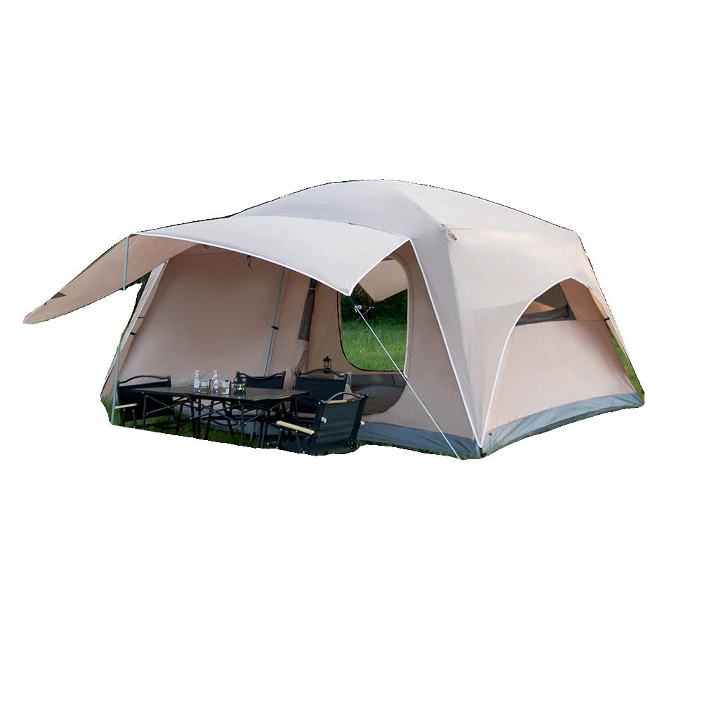 Oversized Double Layer Camping Tent for 3–12 People Waterproof 2 Room Outdoor Shelter